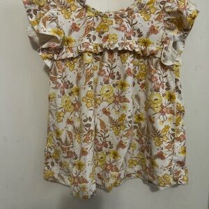 Tommy Bahama Yellow and Burnt Orange Floral Top with Yellow Shorts